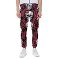 Red Octopus Skull Pattern Print Joggers