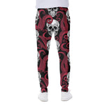 Red Octopus Skull Pattern Print Scuba Joggers