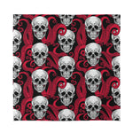 Red Octopus Skull Pattern Print Silk Bandana