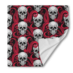 Red Octopus Skull Pattern Print Silk Bandana