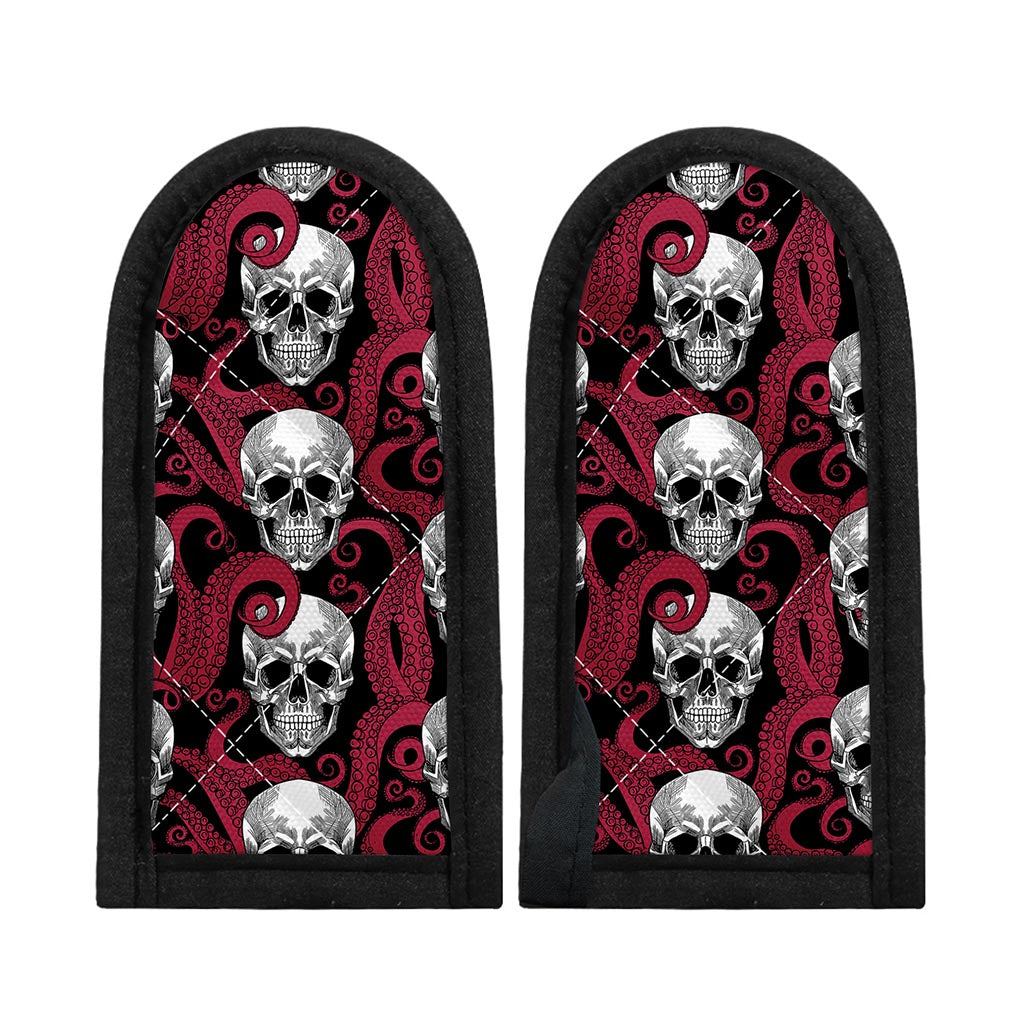 Red Octopus Skull Pattern Print Skillet Handle Cover