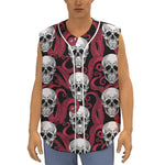 Red Octopus Skull Pattern Print Sleeveless Baseball Jersey