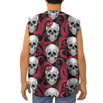 Red Octopus Skull Pattern Print Sleeveless Baseball Jersey