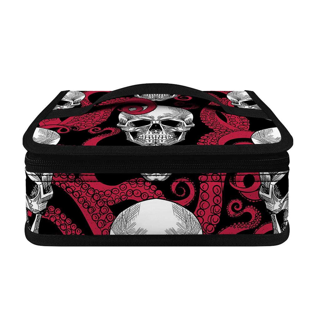 Red Octopus Skull Pattern Print Small Lunch Bag