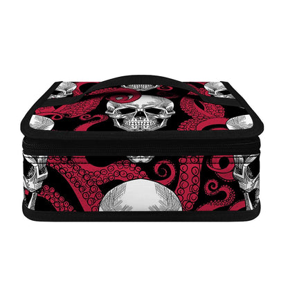 Red Octopus Skull Pattern Print Small Lunch Bag