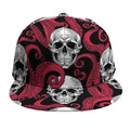 Red Octopus Skull Pattern Print Snapback Cap