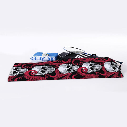 Red Octopus Skull Pattern Print Sports Towel