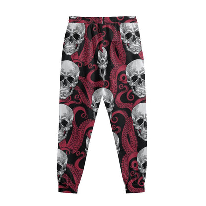 Red Octopus Skull Pattern Print Sweatpants