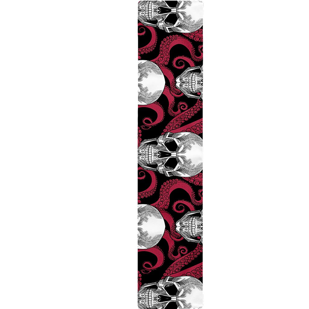 Red Octopus Skull Pattern Print Table Runner