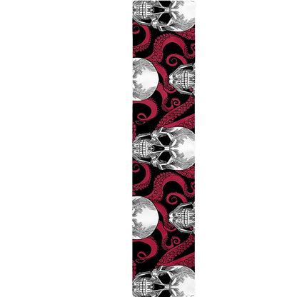 Red Octopus Skull Pattern Print Table Runner