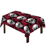 Red Octopus Skull Pattern Print Tablecloth