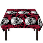 Red Octopus Skull Pattern Print Tablecloth