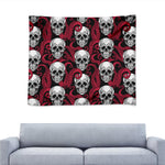 Red Octopus Skull Pattern Print Tapestry