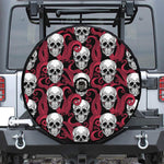 Red Octopus Skull Pattern Print Tire Cover With Camera Hole
