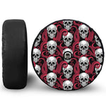 Red Octopus Skull Pattern Print Tire Cover With Camera Hole