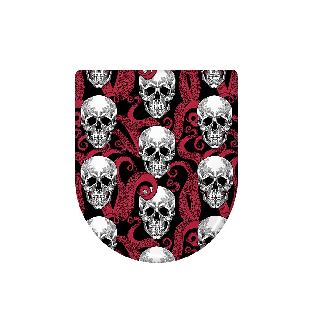 Red Octopus Skull Pattern Print Toilet Lid Cover