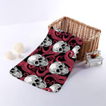 Red Octopus Skull Pattern Print Towel