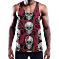 Red Octopus Skull Pattern Print Men's Workout Tank Top