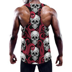 Red Octopus Skull Pattern Print Training Tank Top