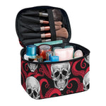 Red Octopus Skull Pattern Print Travel Makeup Bag