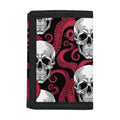 Red Octopus Skull Pattern Print Trifold Wallet