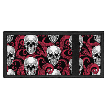 Red Octopus Skull Pattern Print Trifold Wallet