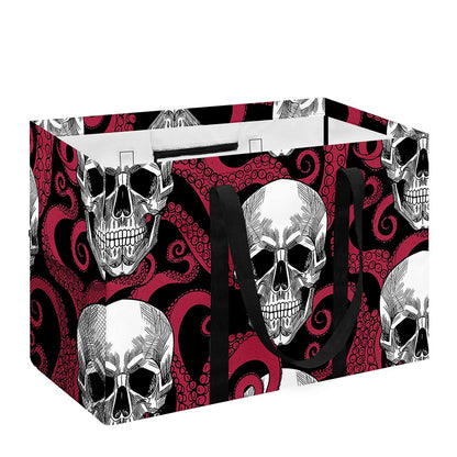 Red Octopus Skull Pattern Print Utility Tote Bag