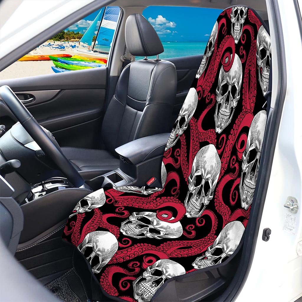 Red Octopus Skull Pattern Print Waterproof Car Seat Cover