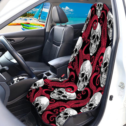 Red Octopus Skull Pattern Print Waterproof Car Seat Cover