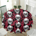 Red Octopus Skull Pattern Print Waterproof Round Tablecloth