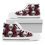 Red Octopus Skull Pattern Print White High Top Sneakers
