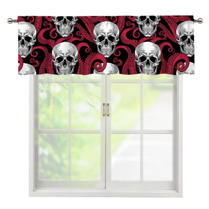 Red Octopus Skull Pattern Print Window Valance