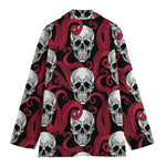 Red Octopus Skull Pattern Print Women's Blazer