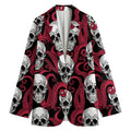 Red Octopus Skull Pattern Print Women's Cotton Blazer