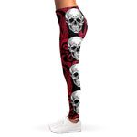 Red Octopus Skull Pattern Print Women's Leggings
