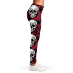Red Octopus Skull Pattern Print Women's Leggings