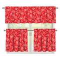 Red Paisley Bandana Pattern Print 3 Piece Kitchen Curtains