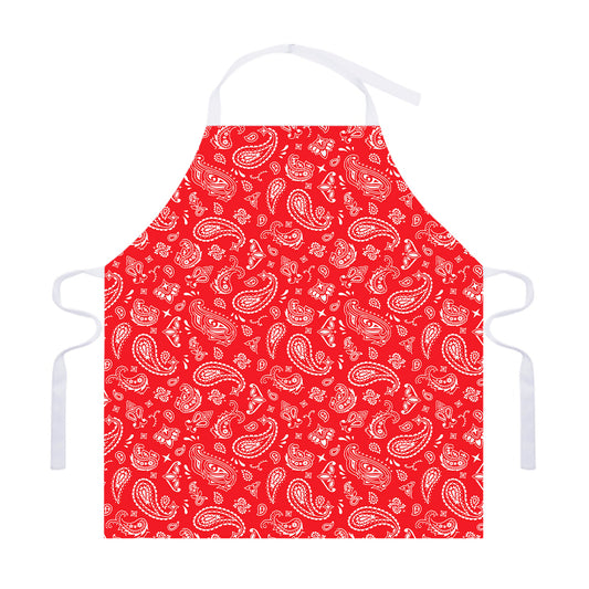 Red Paisley Bandana Pattern Print Adjustable Apron