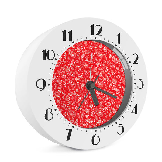 Red Paisley Bandana Pattern Print Alarm Clock