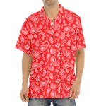 Red Paisley Bandana Pattern Print Aloha Shirt