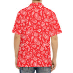 Red Paisley Bandana Pattern Print Aloha Shirt