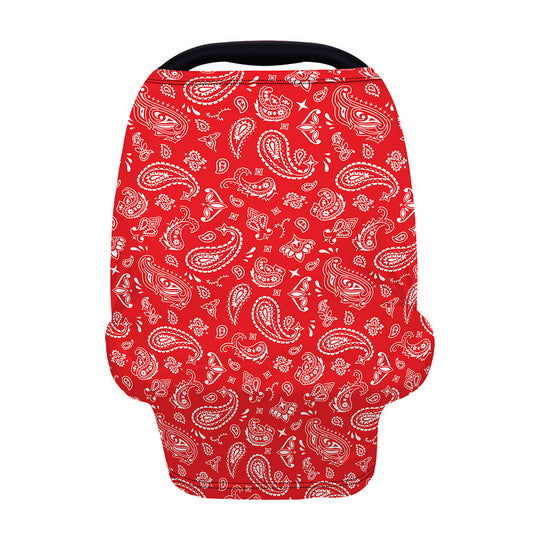 Red Paisley Bandana Pattern Print Baby Seat Cover