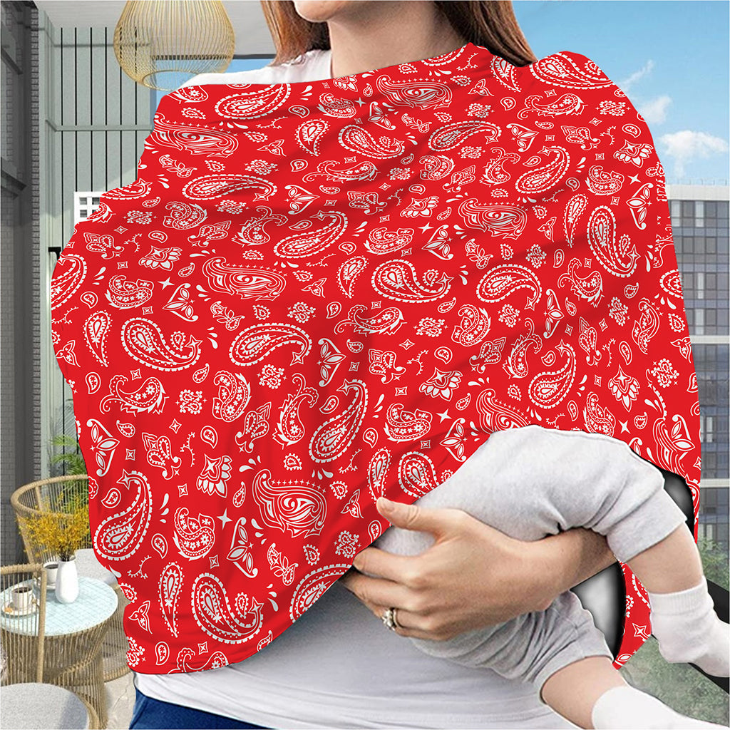 Red Paisley Bandana Pattern Print Baby Seat Cover