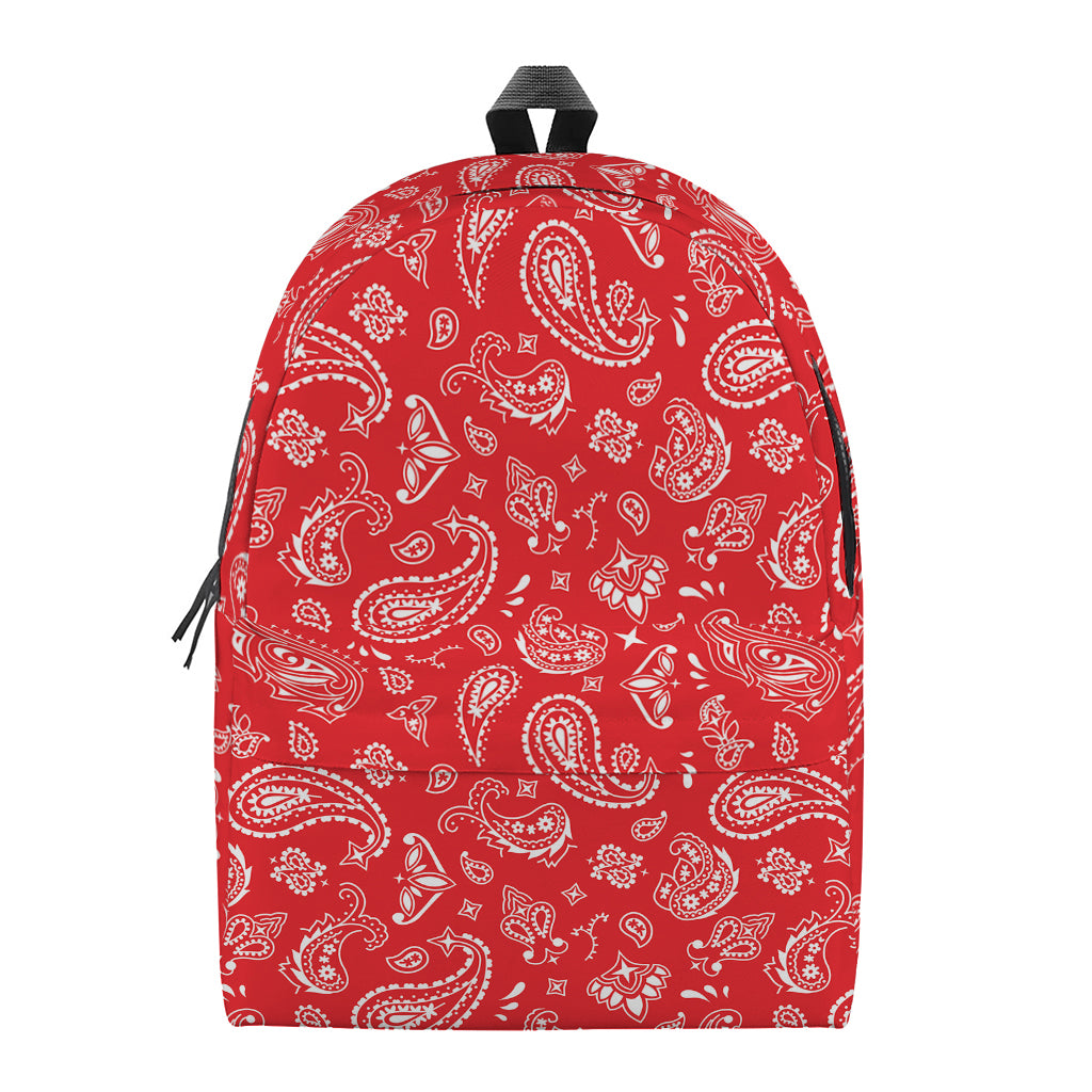 Red Paisley Bandana Pattern Print Backpack