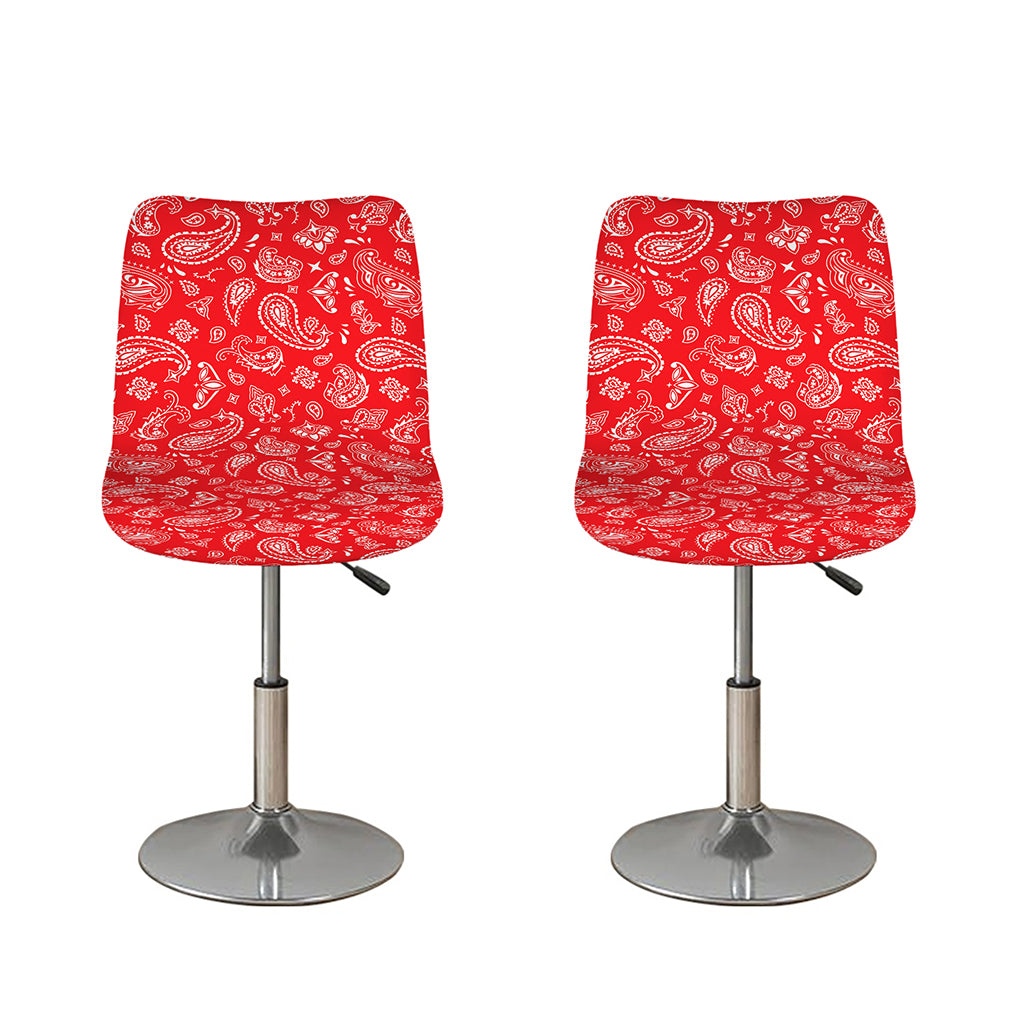 Red Paisley Bandana Pattern Print Bar Stool Covers