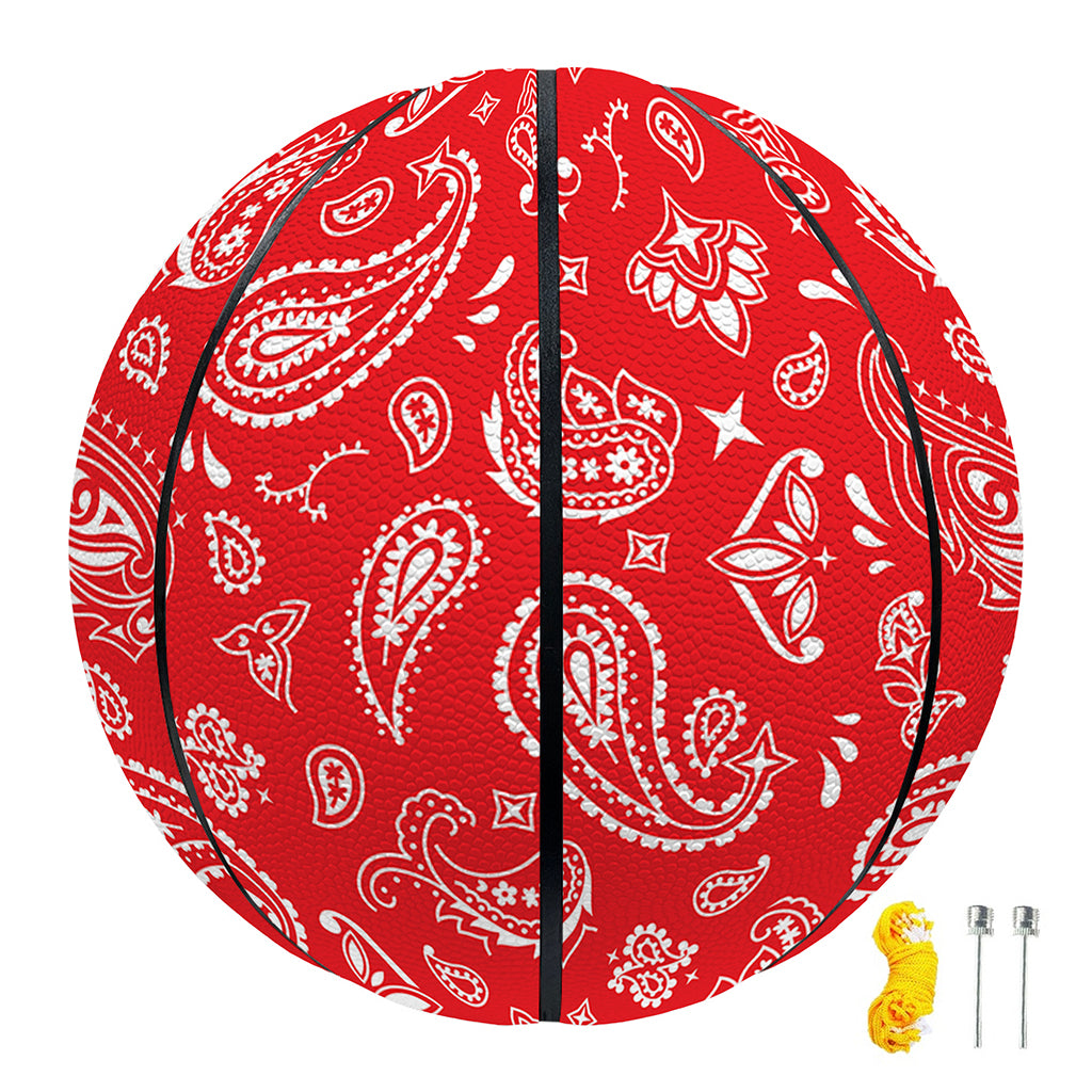 Red Paisley Bandana Pattern Print Basketball