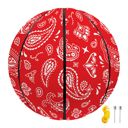 Red Paisley Bandana Pattern Print Basketball