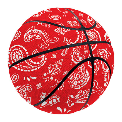 Red Paisley Bandana Pattern Print Basketball