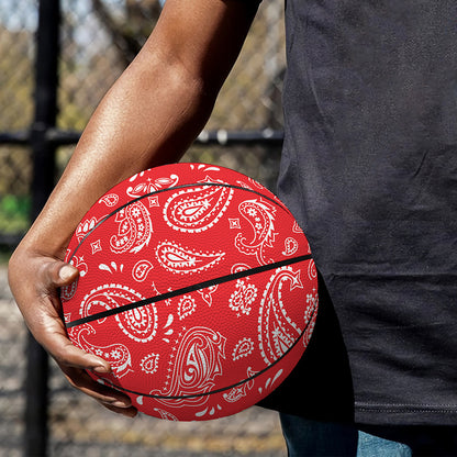 Red Paisley Bandana Pattern Print Basketball