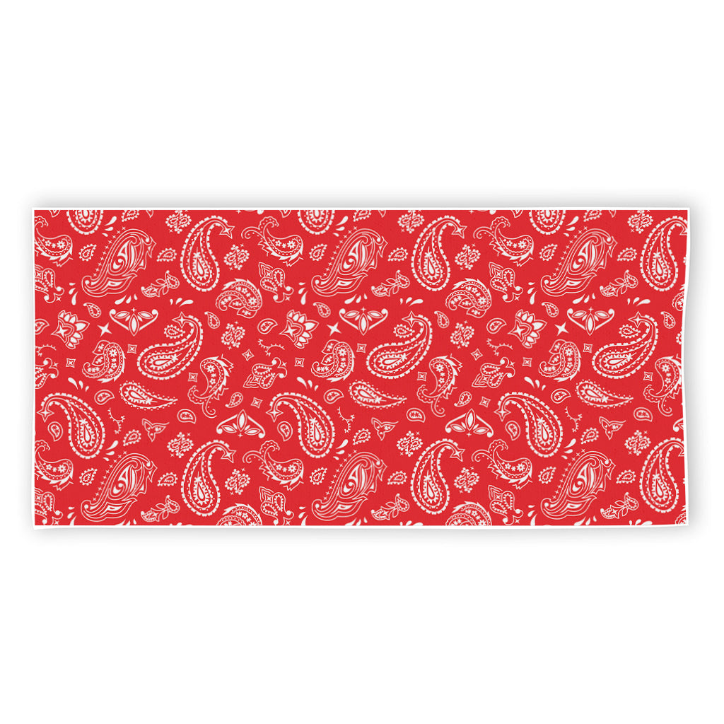 Red Paisley Bandana Pattern Print Beach Towel